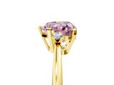 Yellow gold Fancy Pink Heart  Cut Three-Stone Solitaire Ring with Round Accent Diamonds and Four-Prong Setting_25