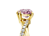 Yellow gold Fancy Pink Heart  Cut Twist Band Solitaire Diamond Ring with Pavé Setting_8
