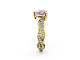 Yellow gold Fancy Pink Heart  Cut Twisted Pavé Band Solitaire Ring with Four-Prong Setting_57