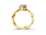 Yellow gold Fancy Pink Heart  Cut Twisted Pavé Band Solitaire Ring with Four-Prong Setting_58