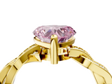 Yellow gold Fancy Pink Heart  Cut Twisted Pavé Band Solitaire Ring with Four-Prong Setting_59