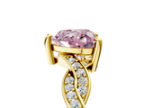 Yellow gold Fancy Pink Heart  Cut Twisted Pavé Band Solitaire Ring with Four-Prong Setting_60