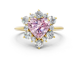 Yellow gold Fancy Pink Heart  Diamond Cluster Halo Ring with Solitaire Band and Four-Prong Setting_19