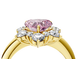 Yellow gold Fancy Pink Heart  Diamond Cluster Halo Ring with Solitaire Band and Four-Prong Setting_23