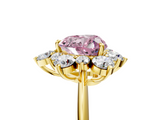Yellow gold Fancy Pink Heart  Diamond Cluster Halo Ring with Solitaire Band and Four-Prong Setting_24