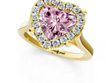 Yellow gold Fancy Pink Heart  Diamond Cluster Halo Solitaire with Four-Prong Setting_78