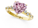 Yellow gold Fancy Pink Heart  Diamond Cluster Prong-Set Solitaire Ring_29