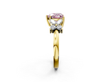 Yellow gold Fancy Pink Heart  Diamond Floral Cluster Ring with Solitaire Band and Prong Setting_28