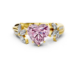 Yellow gold Fancy Pink Heart  Diamond Floral Vine Solitaire Engagement Ring_3