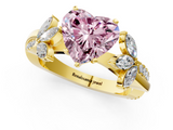 Yellow gold Fancy Pink Heart  Diamond Floral Vine Solitaire Engagement Ring_4