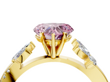 Yellow gold Fancy Pink Heart  Diamond Floral Vine Solitaire Engagement Ring_7