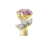 Yellow gold Fancy Pink Heart  Diamond Floral Vine Solitaire Engagement Ring_8
