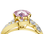 Yellow gold Fancy Pink Heart  Diamond Halo Ring with Marquise and Pavé Band in Prong Setting_75