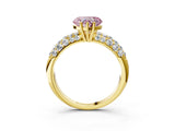 Yellow gold Fancy Pink Heart  Diamond Pavé Band Solitaire Ring with Four-Prong Setting_52
