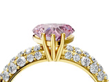 Yellow gold Fancy Pink Heart  Diamond Pavé Band Solitaire Ring with Four-Prong Setting_53