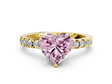 Yellow gold Fancy Pink Heart  Diamond Pavé Band Solitaire with Four-Prong Setting_184