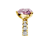 Yellow gold Fancy Pink Heart  Diamond Pavé Band Solitaire with Four-Prong Setting_189