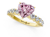 Yellow gold Fancy Pink Heart  Diamond Pavé Band Solitaire with Four-Prong Setting_4