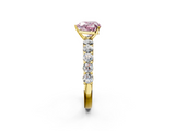 Yellow gold Fancy Pink Heart  Diamond Pavé Band Solitaire with Four-Prong Setting_5