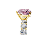 Yellow gold Fancy Pink Heart  Diamond Pavé Band Solitaire with Four-Prong Setting_8