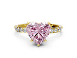 Yellow gold Fancy Pink Heart  Diamond Pavé Band with Six-Prong Setting_31
