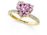 Yellow gold Fancy Pink Heart  Diamond Pavé Band with Six-Prong Setting_32