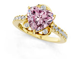 Yellow gold Fancy Pink Heart  Diamond Pave Band with Floral Prong Setting_28