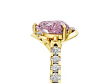 Yellow gold Fancy Pink Heart  Diamond Pave Band with Floral Prong Setting_32