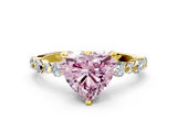 Yellow gold Fancy Pink Heart  Diamond Prong Set Engagement Ring with Pave Band_182