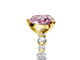 Yellow gold Fancy Pink Heart  Diamond Prong Set Engagement Ring with Pave Band_187