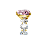 Yellow gold Fancy Pink Heart  Diamond Prong Setting with Side Stones on a Pave Band_135
