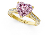 Yellow gold Fancy Pink Heart  Diamond Solitaire with Pave Band and Six-Prong Setting_20