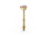 Yellow gold Fancy Pink Heart  Diamond Solitaire with Pave Band and Six-Prong Setting_21