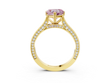 Yellow gold Fancy Pink Heart  Diamond Solitaire with Pave Band and Six-Prong Setting_22