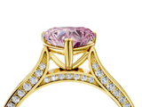 Yellow gold Fancy Pink Heart  Diamond Solitaire with Pave Band and Six-Prong Setting_23