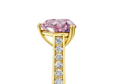 Yellow gold Fancy Pink Heart  Diamond Solitaire with Pave Band and Six-Prong Setting_24