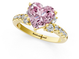 Yellow gold Fancy Pink Heart  Diamond Three-Stone Pave Band with Four-Prong Setting_21