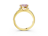 Yellow gold Fancy Pink Heart  Diamond Three-Stone Pave Band with Four-Prong Setting_23