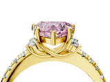 Yellow gold Fancy Pink Heart  Diamond Three-Stone Pave Band with Four-Prong Setting_24