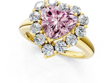Yellow gold Fancy Pink Heart  Halo Cluster Diamond Engagement Ring with Prong Setting and Polished Band_64