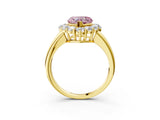 Yellow gold Fancy Pink Heart  Halo Cluster Diamond Engagement Ring with Prong Setting and Polished Band_66