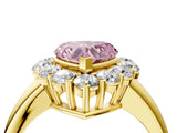 Yellow gold Fancy Pink Heart  Halo Cluster Diamond Engagement Ring with Prong Setting and Polished Band_67