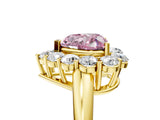 Yellow gold Fancy Pink Heart  Halo Cluster Diamond Engagement Ring with Prong Setting and Polished Band_68