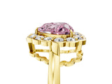 Yellow gold Fancy Pink Heart  Halo Cluster Diamond Engagement Ring with Solitaire Band and Prong Setting_54