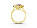 Yellow gold Fancy Pink Heart  Halo Diamond Cluster Engagement Ring with Milgrain Bezel Setting and Solitaire Band_29