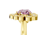 Yellow gold Fancy Pink Heart  Halo Diamond Cluster Engagement Ring with Milgrain Bezel Setting and Solitaire Band_31