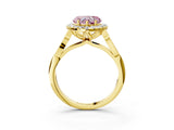 Yellow gold Fancy Pink Heart  Halo Diamond Engagement Ring with Filigree Band and Four-Prong Setting_84