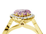Yellow gold Fancy Pink Heart  Halo Diamond Engagement Ring with Filigree Band and Four-Prong Setting_85