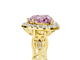 Yellow gold Fancy Pink Heart  Halo Diamond Engagement Ring with Filigree Band and Four-Prong Setting_86