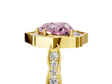 Yellow gold Fancy Pink Heart  Halo Diamond Engagement Ring with Milgrain Band and Four-Prong Setting_42